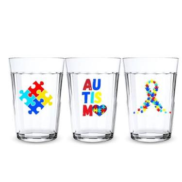 Imagem de Jogo 3 Copos Americanos Personalizados 190Ml Tema Autismo - Oro Comerc