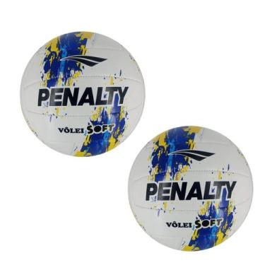 Imagem de Kit 02 Bolas De Vôlei Penalty Soft XXIII, Azul, Amarelo