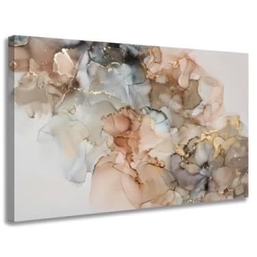 Imagem de Quadro Decorativo Abstrato Rosegold Moderno para Sala sem Moldura tela canva para quarto casal hall Impressão Ultra