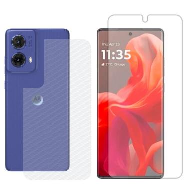 Imagem de Película Hidrogel + Adesivo Fibra De Carbono Para Motorola Moto G85 5g - Transparente