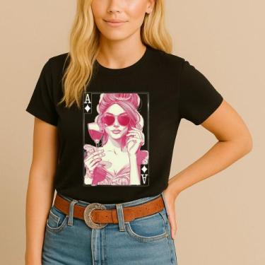 Imagem de Camiseta T-shirt Casual Feminina Estampa Mulher Carta Modinha Algodão 