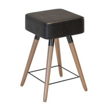 Imagem de Banco Baixo Retrô Quadrado Charlie Preto