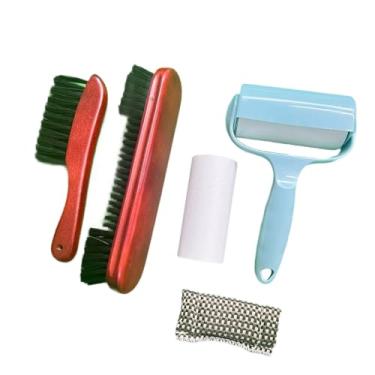 Imagem de Colaxi Conjunto de escovas para mesa de bilhar, limpador de superfícies de mesa de bilhar, acessórios para sinuca com cabo de madeira, removedor de pelos e, Vermelho