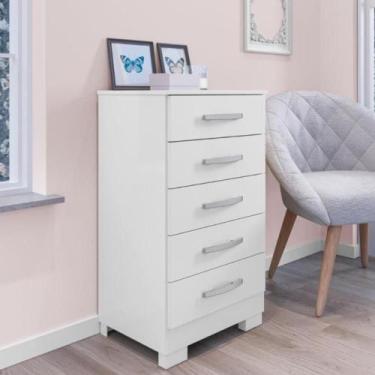 Imagem de Cômoda Moderna com 5 Gavetas Areal Branco - CASA H