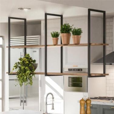 Imagem de Conjunto 2 Prateleiras Multiuso de Teto Lenise Madeira - CASA H
