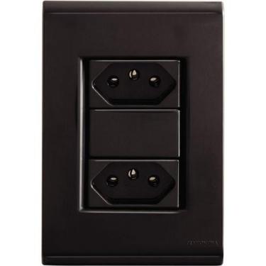 Imagem de Conjunto 4x2 Tramontina Liz Grafite 2 Tomadas 2P+T 20A~250V