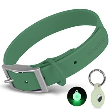 Imagem de Wisedog Coleira para cães à prova d'água, correias revestidas de borracha macia ajustável, à prova de odor e fácil de limpar para cães pequenos, médios e grandes, com capa Airtags (P | 21,6 cm-31,8 cm