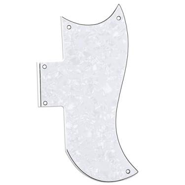 Imagem de Musiclily Pro 5 Furos Escudo Pickguard para Guitarra UA Les Paul Americano SG Half Face, 4 Camadas Branco Perolado