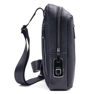 Imagem de Welaso Bolsa De Peito Couro Antifurto Com Trava Impressão Digital Ombro Transversal