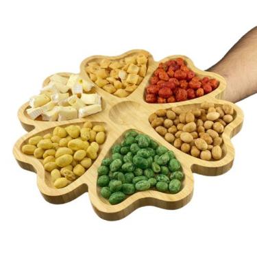 Imagem de Petisqueira Bandeja Bambu Coração com Divisória - M1