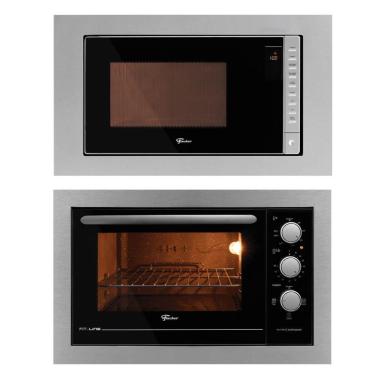 Imagem de Kit Forno Elétrico 48L + Micro-Ondas 25L Fischer Fit Line Embutir Inox 127V