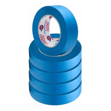 Imagem de 5 Fita Crepe 50mm X 50m Azul Pintura Resistente Proteção UV - Eurocel