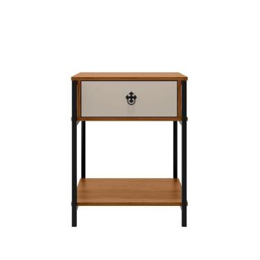 Imagem de Mesa Mesinha De Cabeceira Estilo Industrial Gaveta Prateleira Mesa De Apoio Sofisticado Decorativo