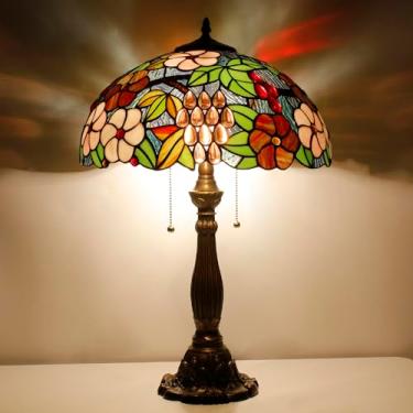 Imagem de AVIVADIRECT Abajur Tiffany Vitral Roxo Estilo Uva Antigo Luminária De Leitura 16X16X24 Polegadas Decoração Para Quarto Sala De Estar Escritório Em Casa