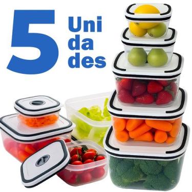 Imagem de Kit 5 Unidades Organizador De Geladeira E Frezzer Hermético Compacto L