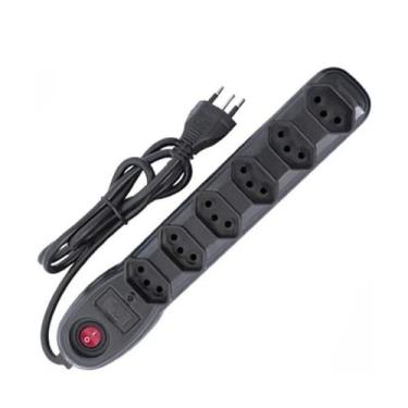 Imagem de Extensao regua filtro de linha protetor eletrico 6 tomadas 1 metro meg