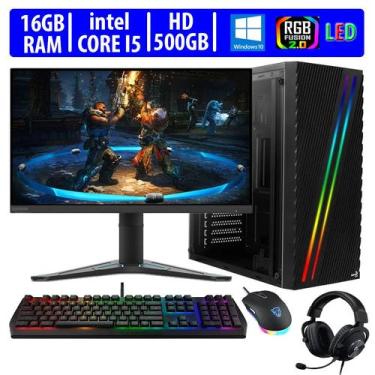 Imagem de Computador Gamer Completo RGB Intel Core i5 16GB HD 500GB Kit Gamer co