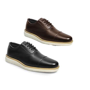 Imagem de Kit Sapato Masculino Oxford Italiano Phillipo Eco Canyon Confeccionado em Material Alternatico com Fechamento em Cadarço e Costuras Personalizada