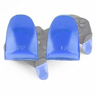 Imagem de GOWENIC L2 R2 Trigger Extenders para PS 4, 1 par L2 Botões R2 Extensão de Extensões de Gatilho para o Controlador PS 4, Design Estendido e Anti-deslizamento (Azul)