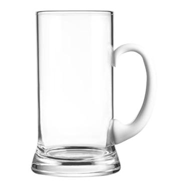 Imagem de Barski - Qualidade europeia - Vidro feito à mão - Caneca/caneca de cerveja transparente grande - com base - com alça opala (branca) - 680 g - Feito na Europa