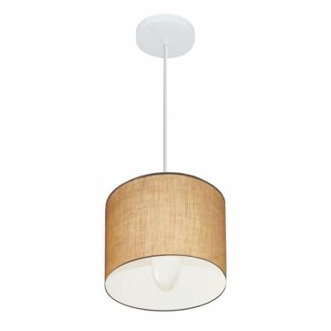 Imagem de Lustre Pendente Cilíndrico Vivare Md-4046 Cúpula em Tecido 18x18cm - Bivolt