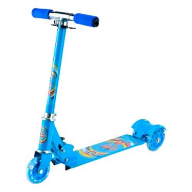 Imagem de Patinete Infantil Uni Toys, 3 rodas, Cor Azul, Dobrável, Com Led nas Rodas