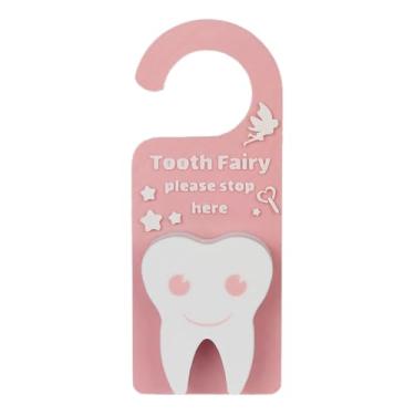 Imagem de Caixa de suporte de dente de fada dos dentes, cabide de porta de fada com caixa de dinheiro, lembrança, caixa de fada, presente para dentes perdidos, meninos, meninas, dentes de leite (rosa)