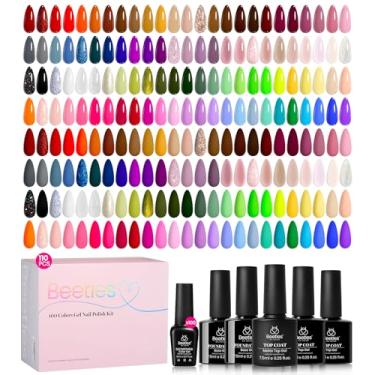 Imagem de Conjunto de esmaltes de gel Beetles – Kit de esmalte Chroma Dreams, 100 cores, rosa, azul, laranja, roxo, outono, inverno, cores de unhas em gel, com 5 peças de base top coat de imersão em gel UV