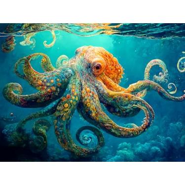 Imagem de Cross & Glory Puzzles - Deep Blue Octopus Odyssey - 500 Piece Puzzle for Adults | Best New Marine Artwork Puzzle | Unique Brain Teaser