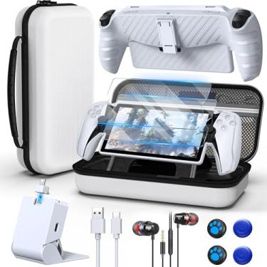 Imagem de Klipdasse Pacote De Acessórios Para Playstation Portal, Estojo Transporte Portátil, Base Carregamento Magnético Ps5, Capa Protetora, 2 Protetores Tela Hd, Fone Ouvido Com Fio, 4 Apoios Polegar
