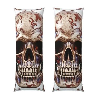 Imagem de Capa de travesseiro corporal com zíper oculto, fronha longa de microfibra macia e respirável para travesseiro corporal, caveiras em fundo branco, capas de travesseiro para cama de presente de dormir