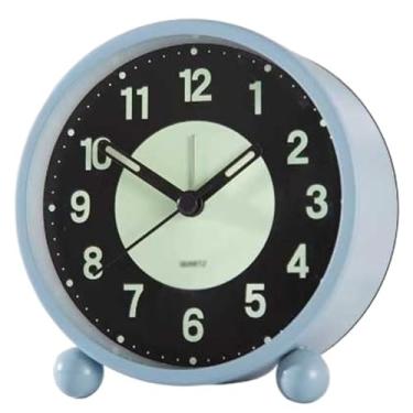 Imagem de Despertadores Despertador redondo multifuncional operado por bateria para sala de estar cozinha quarto escritório cabeceira desktop fácil de configurar despertador analógico Relógio de cabeceira(Blue)