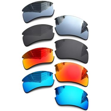 Imagem de Lentes de reposição polarizadas de 1,6 mm para óculos de sol Oakley Flak 2.0 XL OO9188 59 mm, proteção UV, lente espelhada escura, peças de reparo e kit