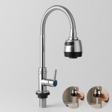 Imagem de Torneira Gourmet Pia Bancada Cozinha Articulada Flexivel 2 jatos Prata