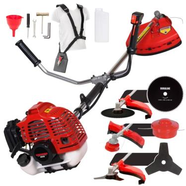 Imagem de Cortador de Grama À Gasolina Kawashima KW43-L 2T 43cc 1,7HP de Alta Performance Completa Com Carretel de Nylon + Lâmina 3 Pontas + Lâmina 80 Dentes