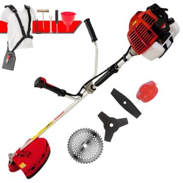 Imagem de Roçadeira Podador de Grama À Gasolina KW43-L 2T 43cc 1,7HP de Alta Performance Com Carretel e Faca 3 Pontas + EXTRA Faca 2 Pontas e Faca 40 Dentes