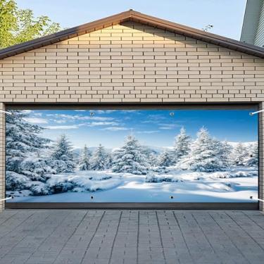 Imagem de CSFOTO 1,8 x 4 m Cenário de inverno decoração de porta de garagem banner inverno ao ar livre neve vista montanha garagem fundo decorativo mural interior família festa adereços