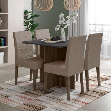 Imagem de Conjunto Sala de Jantar Helo 120cm com 4 cadeira Jade Poliman