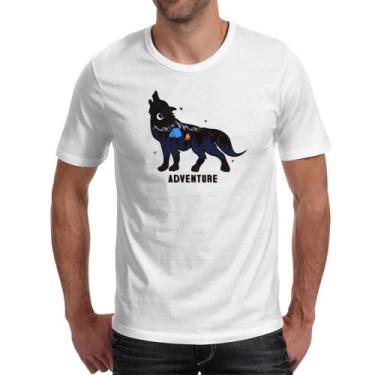 Imagem de Camiseta Unissex Aventura camping silhueta lobo - Alearts, P