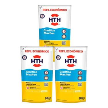 Imagem de Kit 3 Unidades Maxfloc Clarificante Refil 900ml HTH Para Piscinas