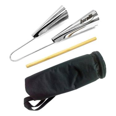 Imagem de Agogô Duplo Cromado Aço Torelli To015 Com Capa Luxo