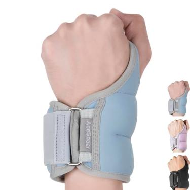 Imagem de AceSpear Pesos de pulso com trava de polegar para homens e mulheres, 500 g x 2 1,4 kg x 2 luvas de peso no tornozelo para corrida, treinamento de força, exercícios de caminhada (azul, 1,4 kg x 2)