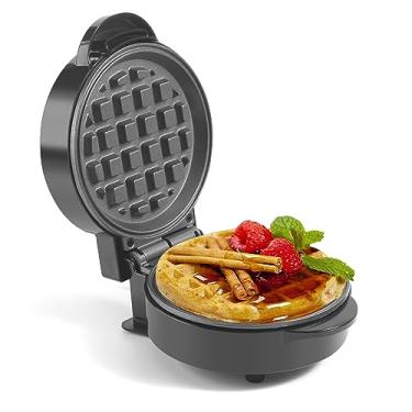 Imagem de Mini máquina de waffles, pequenos waffles antiaderentes, waffles belgas de café da manhã, mini waffle para fazer waffle em minutos, máquina de fazer panquecas portátil para crianças, fácil de limpar