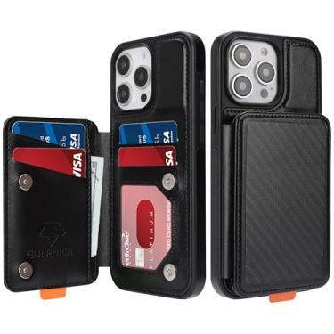 Imagem de GUERNICA Capa carteira para iPhone 12 Pro Max (6,7 polegadas) com suporte para cartão, bloqueio de RFID para mulheres e homens, capa de telefone à prova de choque para Apple 12 Pro Max, A - preta