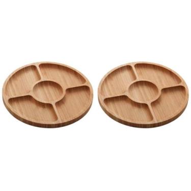 Imagem de Kit 2 Petisqueiras de Bambu 5 Divisórias 25cm Lyor Round Aperitivos Tá
