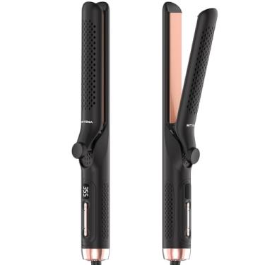 Imagem de Modelador de fluxo de ar de 360°, alisador de cabelo 2 em 1 e modelador de cachos de 3,5 cm com ar frio ventilado para travar com estilo, ferro plano extralongo, tensão dupla para viagens, visor LCD