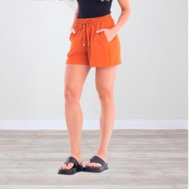 Imagem de Shorts Básico Feminino Tecido Crepe Duna - Ju Ribeiro Ind, Terracota, 