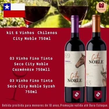 Imagem de Kit com 6 Vinhos Tinto Merlot, Cabernet Sauvignon, Syrah Chilenos City