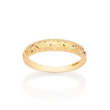 Imagem de Aliança Rommanel Banhado Ouro Fosca Com X 513216, 14