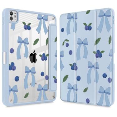 Imagem de Tuiklol Capa para iPad Pro de 11 polegadas (M4) 2024 5ª geração, porta-lápis embutido com proteção traseira transparente, suporte de três dobras, despertar/hibernar, para tablet Modelo: A2836/A2837